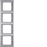 Frame 4gang vert., K.5, stainless steel, metal matt finish