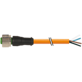 M12 female 0° A-cod. with cable PUR 4x0.34 or 18m