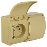VG-2 Koala Double Socket with earthing contact (2x2P+Z) surface mounted IP44 beige with beige flap VG 162-04