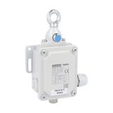 Rope-pull lever limit switch for emergency stopping, ISO 13850 compliant, with RESET button. Contacts 1NO+1NC. 40N operating force