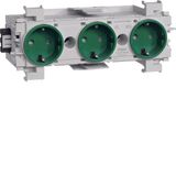Socket-outlet 3-g. Wago f-mount green