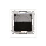 IP44 single socket outlet - with Premium frame seal - transparent flap, (module), 16A, 250V, Screw, black matt