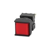 Pushbutton complete, dia. 16 mm, lighted LED 24 VDC, square, red, momentary operation, IP65, SPDT contact block, solder terminal A16 7157F