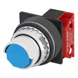 Push-button with half guard, blue, N.C.