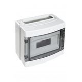 DISTRIBUTION BOARD - GERMAN STANDARD - 12MODULES - IP65 - TERMINAL BLOCK AND INTERCHANGEABLE FLANGES - WITH SMOKED TRANSPARENT DOOR