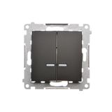 IP two-circuit switch, LED illuminated, (module), 10AX, quick connection, black matt