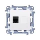 Single computer socket RJ45, cat.6, shielded, white