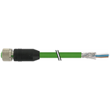 M12 female 0° D-cod. with cable shielded PUR 1x4xAWG22 gn 10m