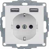 SCHUKO socket outlet/USB A-A, Q.1/Q.3/Q.7/Q.9, polar white velvety