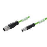 Bus line, Connecting line, M12 / M8, Number of poles: 4, 1.5 m, Male, straight - male, straight, Shielded: Yes, LED: No, Sheath material: PUR, Halogen: No