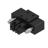 PCB plug-in connector, female header, Flange, THT/THR solder connection, 3.81 mm, Number of poles: 2, 90°, Solder pin length (l): 1.5 mm, tinned, black, Box