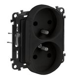 2X2P+E SOCKET WITH SHUTTERS, AUTO SPECIAL POLAND BLACK