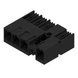 PCB plug-in connector, male header, Middle flange, THT/THR solder connection, 7.62 mm, Number of poles: 4, 90°, Solder pin length (l): 2.6 mm, tinned, black, Tape