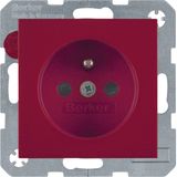 Soc. out. earthing pin, enhncd contact prot., B.7, red glossy