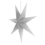 LED paper star with silver glitter in the centre, hanging, white, 60 cm, indoor