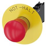 EMERGENCY STOP mushroom-type actuator, 22 mm, round, metal, shiny, red, 40 mm, positive latching, according