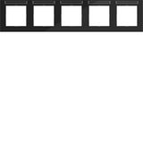Cover frame 5-way horizontal, text field, A.1, night black glossy