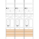 Counter panel ER36DS-16-HSS, 3-field, H=1050mm, 3-eHZ 16mm², with DS, 3 HSS, 3 Res. (ER36DS-16-HSS)