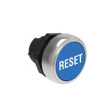 Pushbutton actuator, spring return, with symbol Ø22mm Platinum series chromed plastic, flush, RESET/Blue