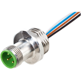 M12 male recept. A-cod. front 1/2" NPT w. nut PVC-wires, 4x18AWG, 1m