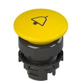 Spring-return yellow mushroom pushbutton with marking