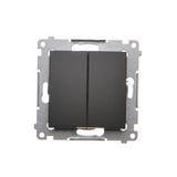 Two gang switch, (module), 16AX, Screw, black matt