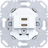 USB charging socket, 2 x USB C (20W), matte light white