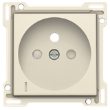 Finishing set with transparent lens for socket outlet with voltage indication, pin earthing and shutters, flush-mounting depth of 28.5mm, cream