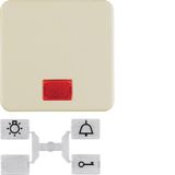 Rocker with lens, IP44 flush mount, white