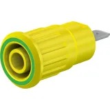 4 mm socket, flat plug connection, mounting Ø 12.2 mm, CAT III, yellow/green, 49.7079-20