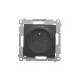 Socket outlet with earthing and shutters, (module), 16A, 250V, Screw, black matt