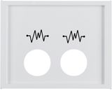Central part with two holes for connectors with print, Berker K.1, white, gloss
