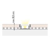 Step-on aluminum profile BD, 19x9 mm, White diffuser, complete, 2 m