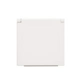 Cover for single socket outlet with earthing IP44 - same color flap & cover, white matt