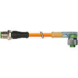 M12 male 0° / M12 female 90° A-cod. LED PUR 4x0.34 og 0,2m