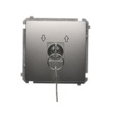 Roller blind momentary switch with key, satin, metallized, 5A