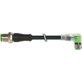 M12 male 0° / M8 female 90° A-cod. LED PUR 3x0.25 bk +drag ch. 1.5m