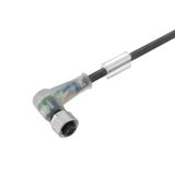 Sensor/actuator line, One end without connector, M12, Number of poles : 4, 10 m, Socket, angled, Shielded: No, LED: Yes, Sheath material: PUR, Halogen: No