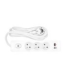 Power strip Pin 3-way, Shut/Switch, USB A+C PD, 5m cable, w