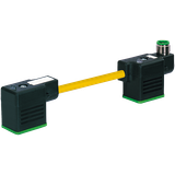 M12 male on top A-cod. / MSUD double valve BI-11mm PVC 3x0.75 ye 0m