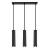 Minimalist KARBON pendant lamp with three pendants and a black ceiling plate 3xGU10