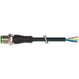 M12 male 0° A-cod. with cable PUR 5x0.34 bk UL/CSA+drag ch. 1.15m