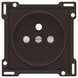 Finishing set for socket outlet with pin earthing and shutters, flush-mounting depth 21 mm, dark brown coated