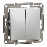 Light Switch Asfora Double 2-Way 10AX Screwless Aluminium