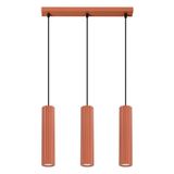 Elegant KARBON pendant lamp with three pendants, red ceiling plate, 3xGU10