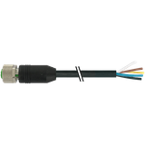 M12 female 0° A-cod. with cable PUR 8x0.25 bk UL/CSA+drag ch. 60m