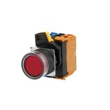 Pushbutton A22NL Ã˜22, bezel plastic, FULL GUARD, Alternate, CAP COLOR Transparent RED, LED RED, 2NC, 200-240 VAC A2223540H