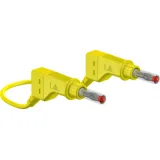 Measuring lead with (4 mm plug, spring-loaded, straight) to (4 mm plug, spring-loaded, straight), 500 mm, yellow, silicone, 2.5 mm², CAT II, 66.9408-05024