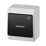 GALATEA Illuminated button symbol light No. 1/0So 10A 230V on plaster IP44 white/black