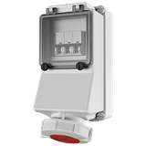 Wall mounted recept., 32A4p 6h400V IP67